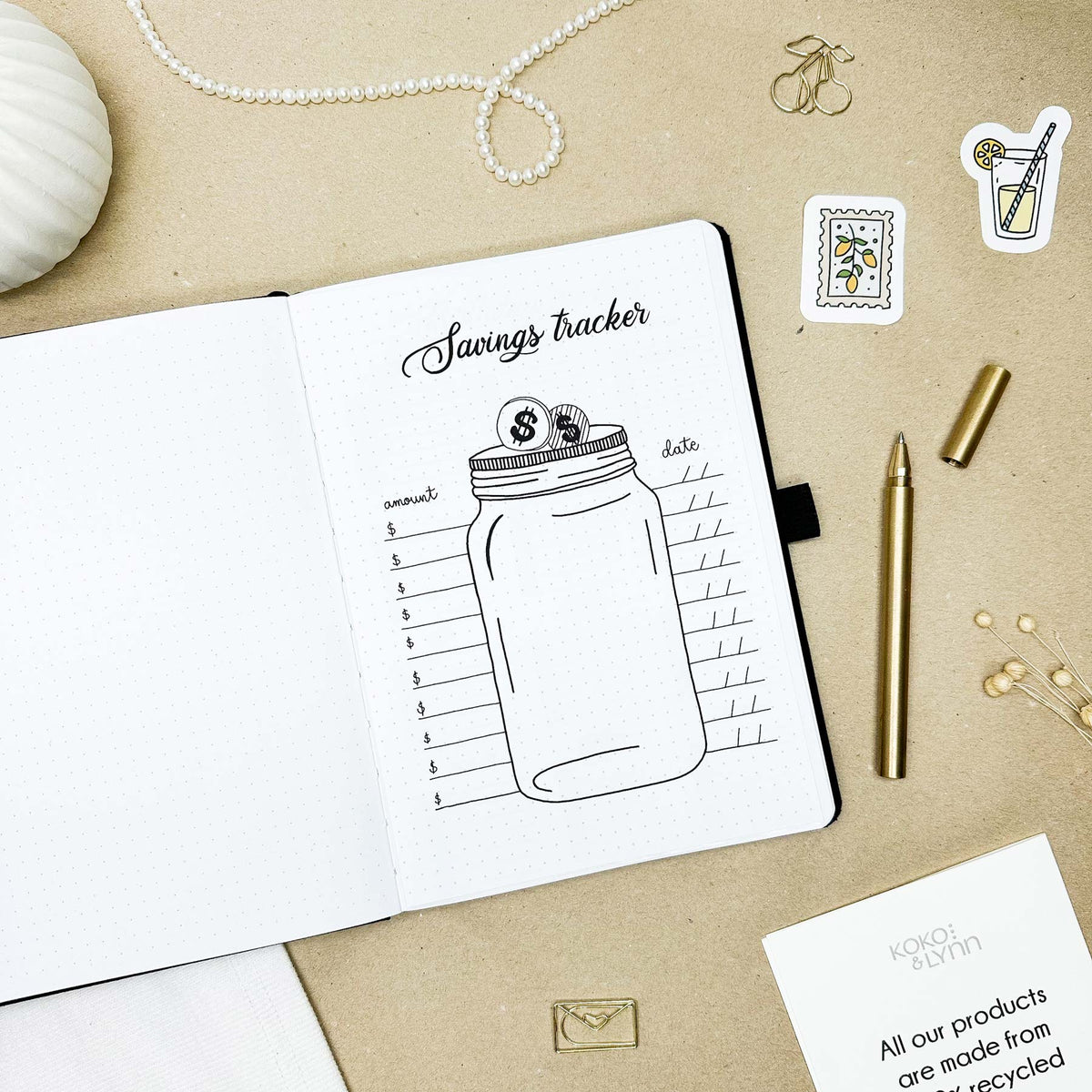 Savings tracker - Stick-in-page