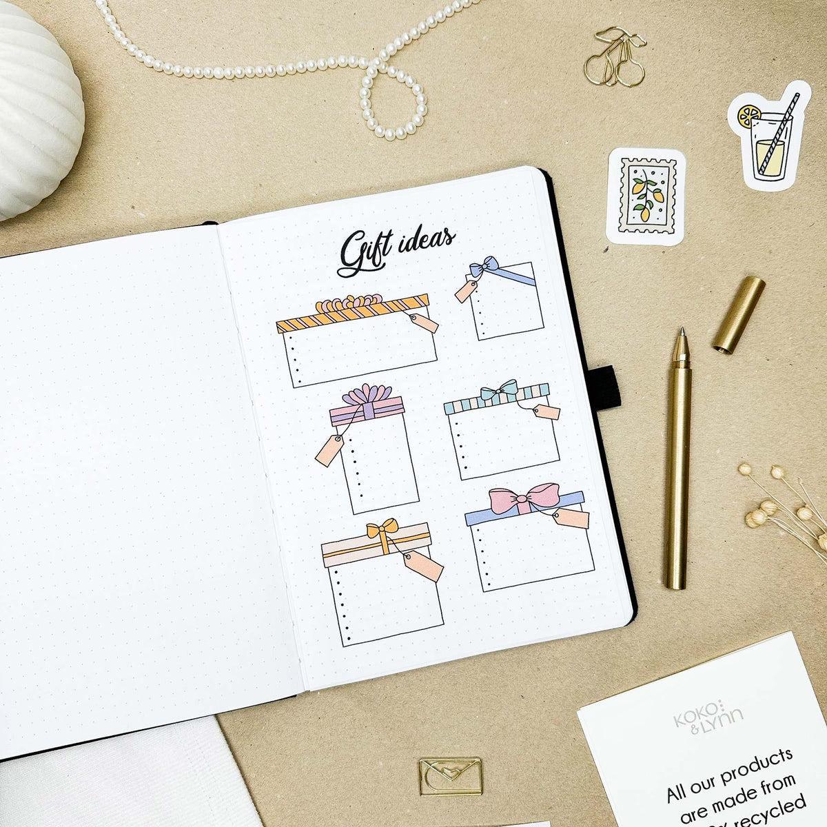Gift ideas - Stick-in-page - 100% recycled paper