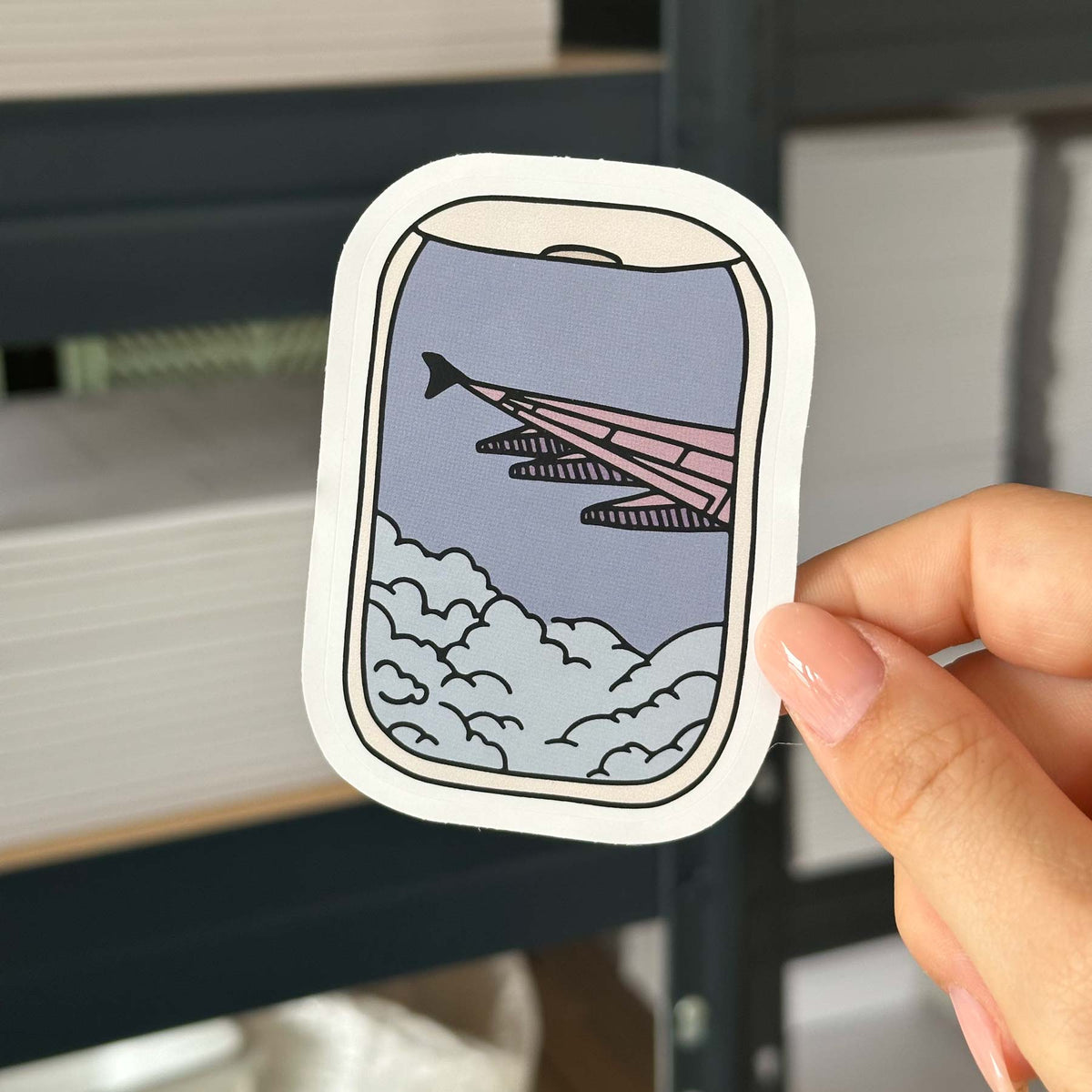 Hand-drawn sticker - Airplane window - Size L