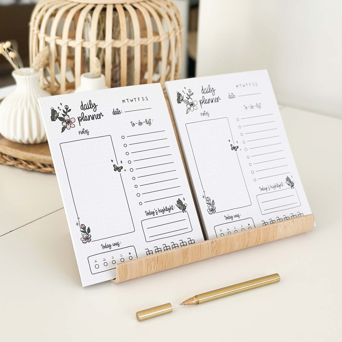 Daily Planner Pad - A5 - Butterflies - 100% Recycled paper - 50 pages
