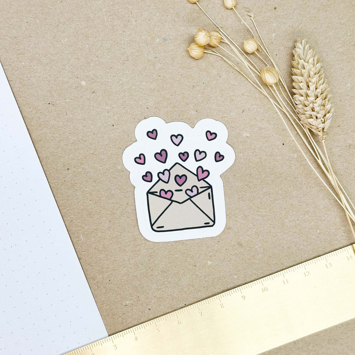 Hand-drawn sticker - Letter with hearts - Size M
