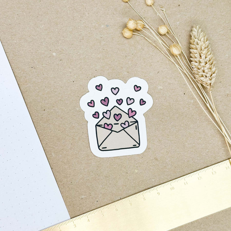 Hand-drawn sticker - Letter with hearts - Size M