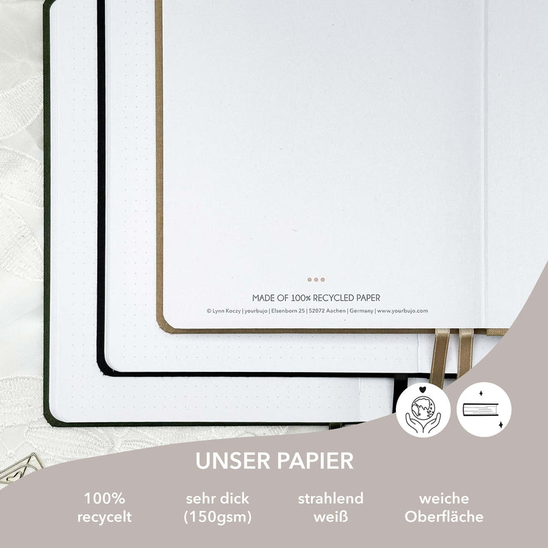 Dotted Journal - 176 pages - 100% recycled paper - Olive