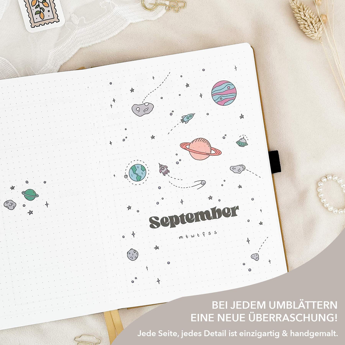 Hand-drawn planner - Undated - 100% recycled paper - Mustard