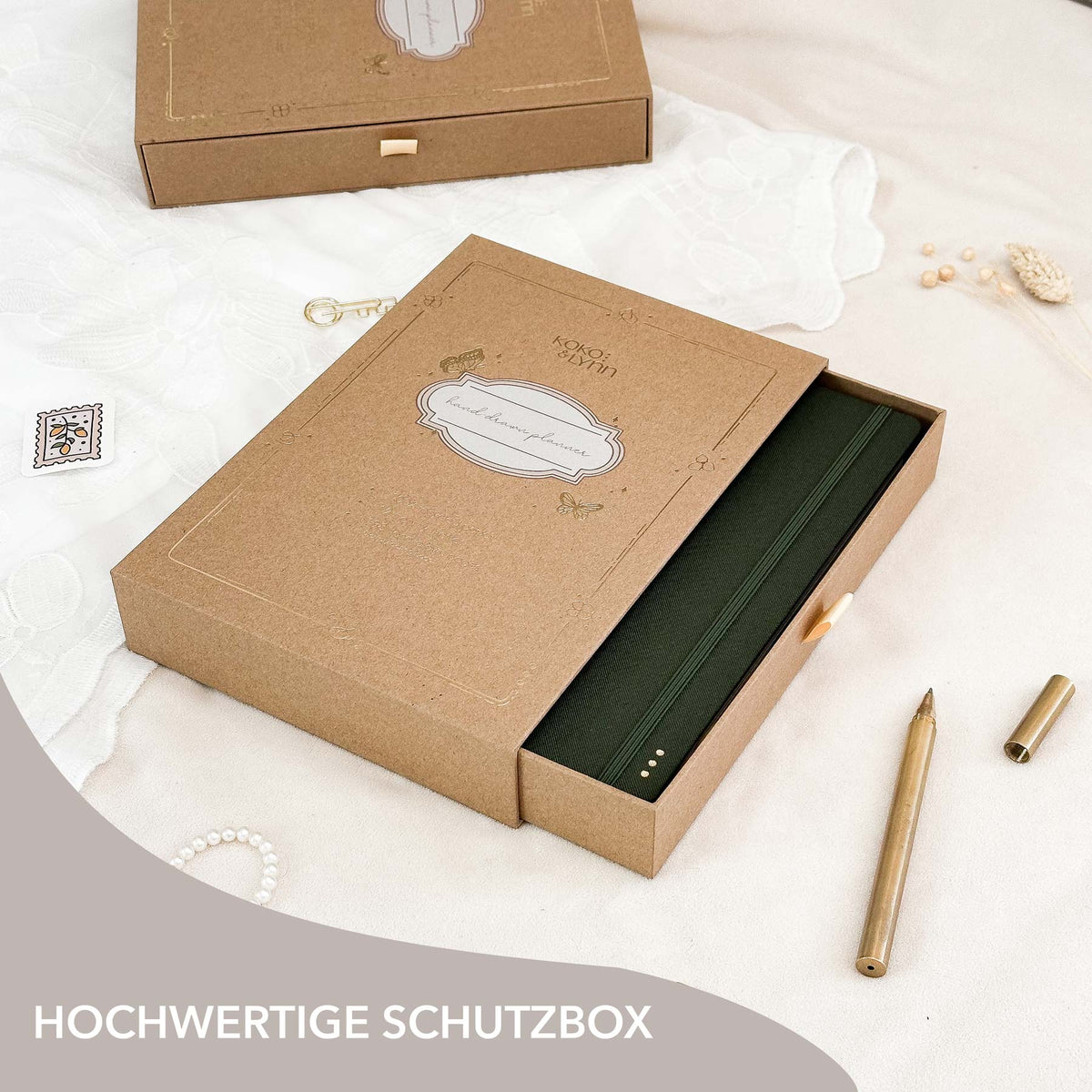 Hand-drawn planner - Undated - 100% recycled paper - Olive