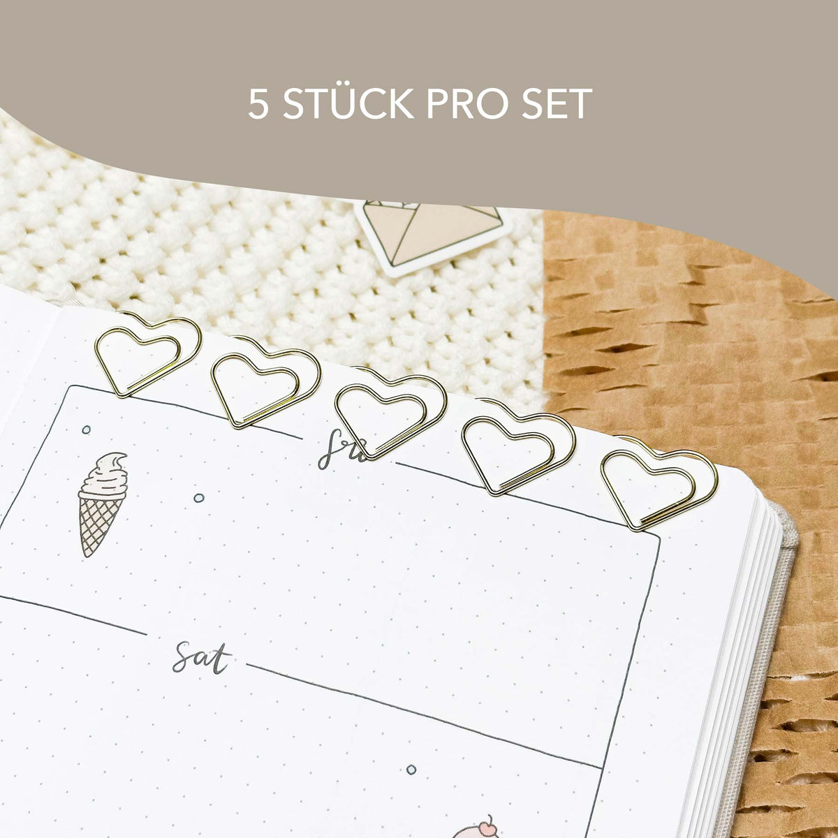 Cat paper clips - Gold - 5 pieces