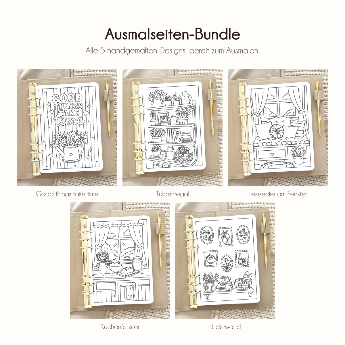 Coloring Book Ring Binder Inserts Bundle – All 5 Designs