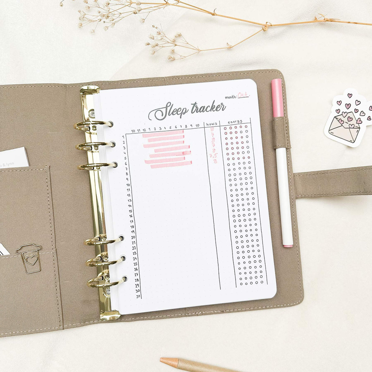 Sleep Tracker - Binder Insert - Single Tracker Page