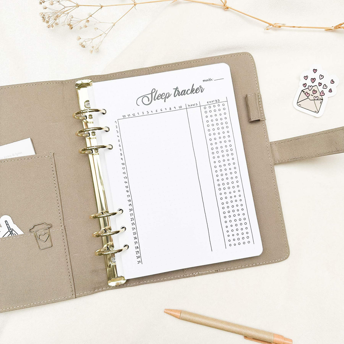 Sleep Tracker - Binder Insert - Single Tracker Page