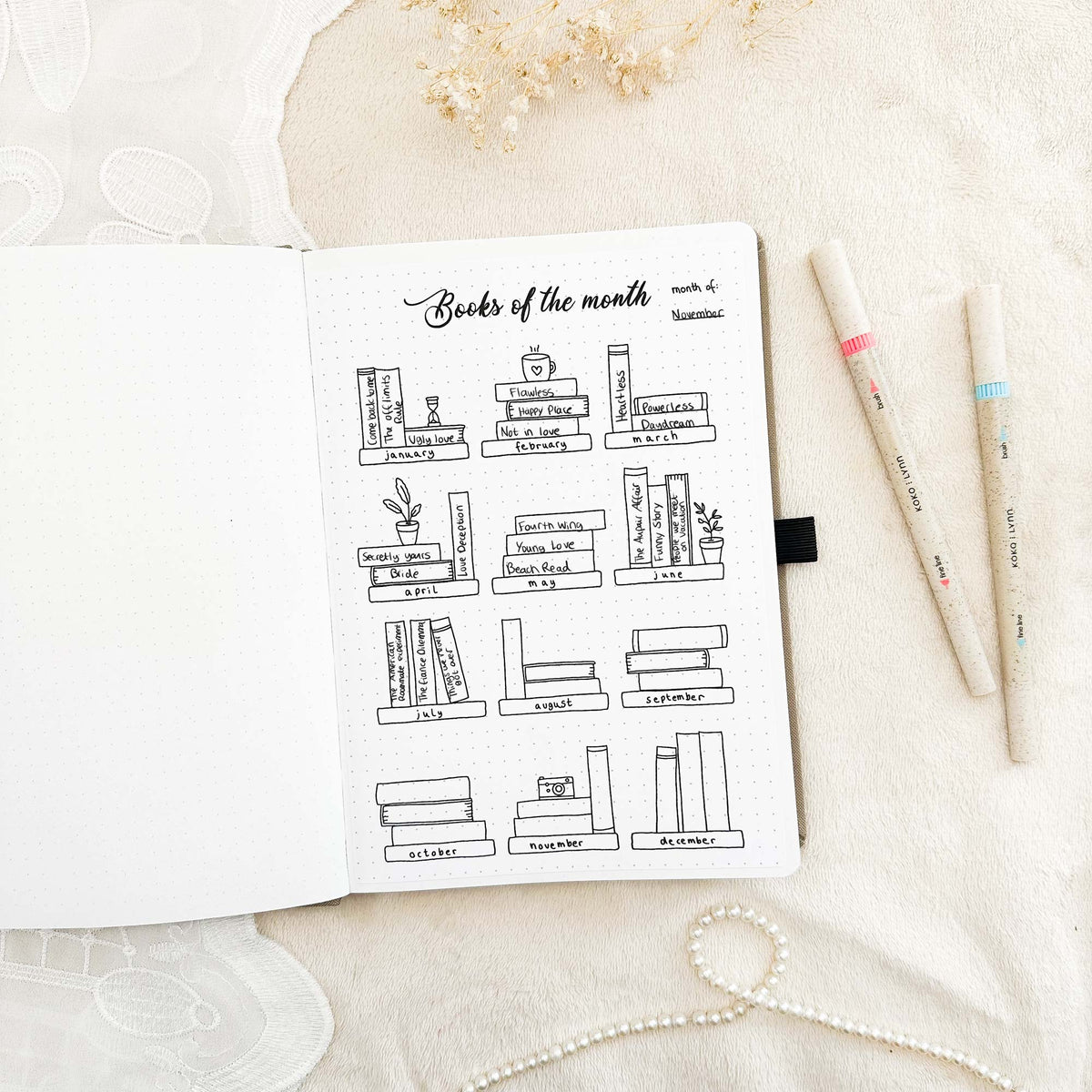 Books of the month - Stick-in-page - 100% recycled paper