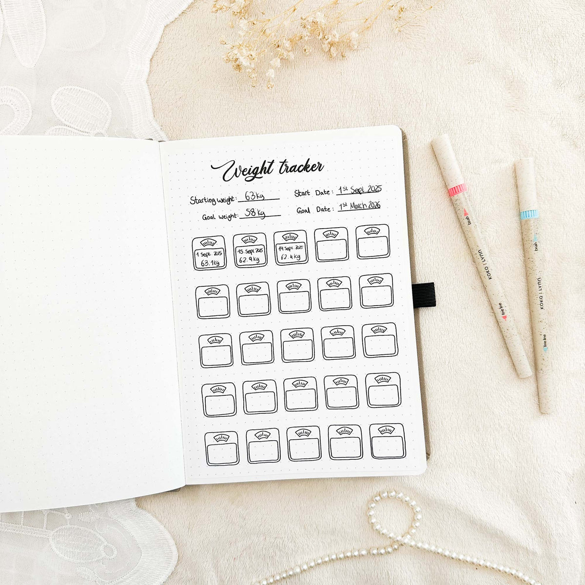 Weight tracker - Stick-in-page - 100% recycled paper