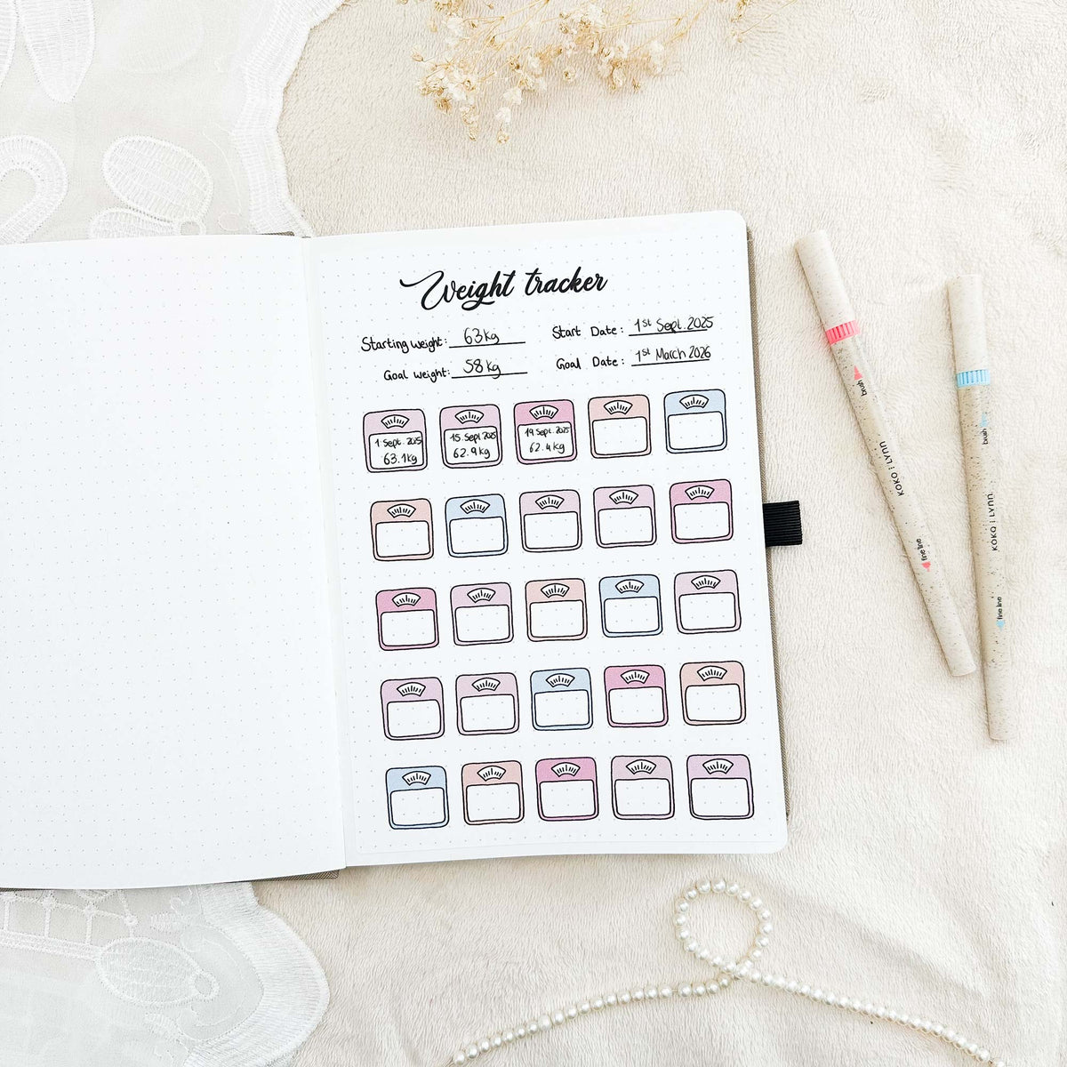 Weight tracker - Stick-in-page - 100% recycled paper