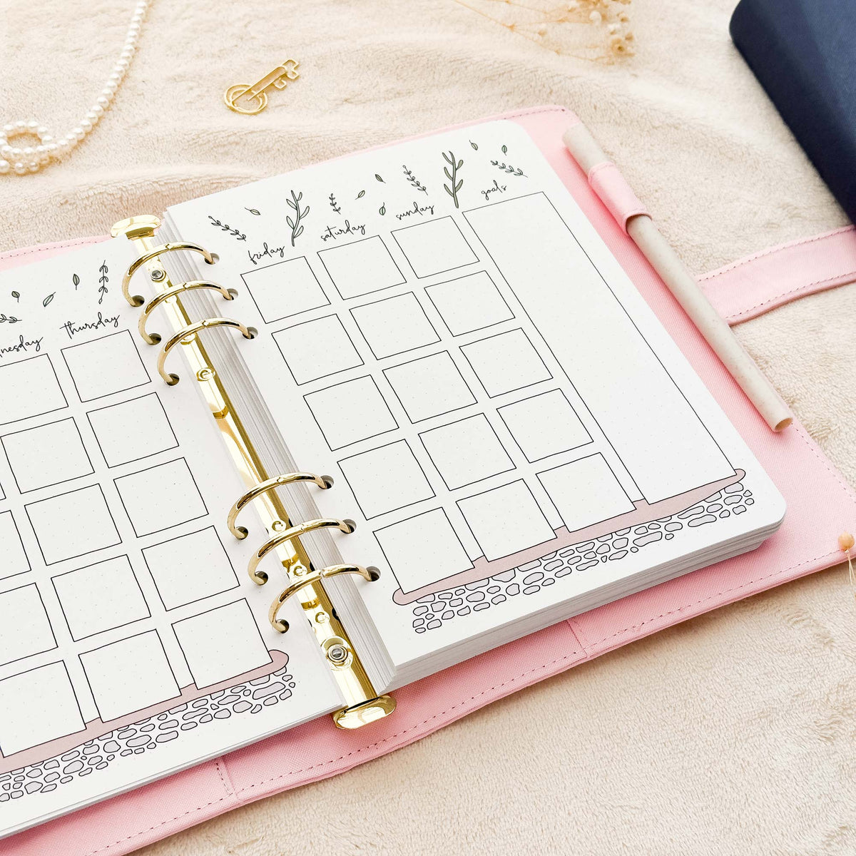 March - Greenhouse theme - Monthly Journal Insert Undated - 16 hand-drawn pages