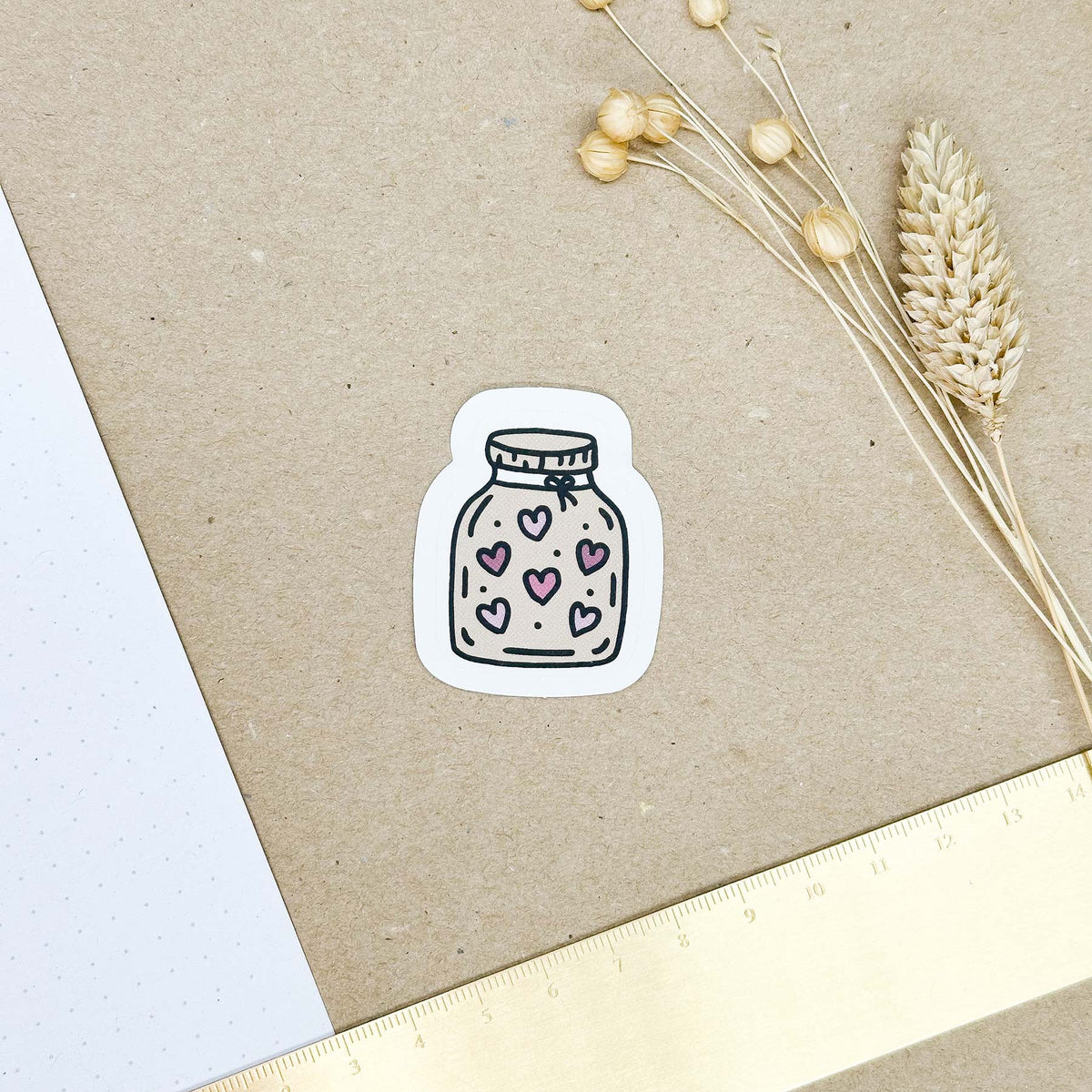 Hand-drawn sticker - Jar of hearts - Size M